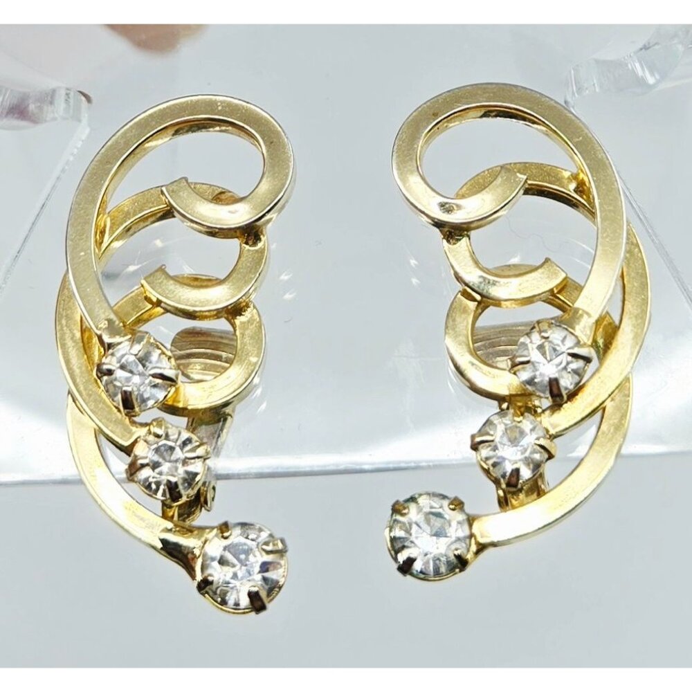 Gold-Tone Sarah Coventry Celestial Necklace Bracelet & Earrings Set With Rhinest - Picture 6 of 10